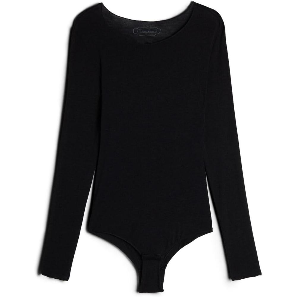 imageWomans Modal and Cashmere LongSleeve BodysuitBlack  Black