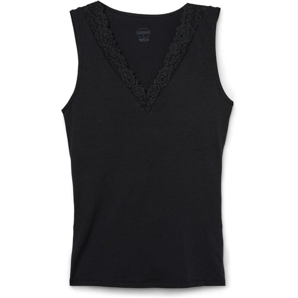 imageWomans Pretty Flower Modal and Lace Tank TopBlack  Black