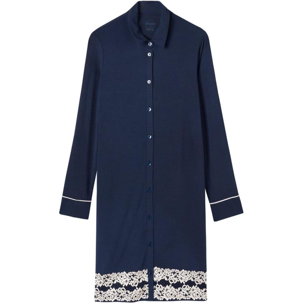 imageWomans Pretty Flower Open Front NightshirtBlue  Deep BlueVanilla