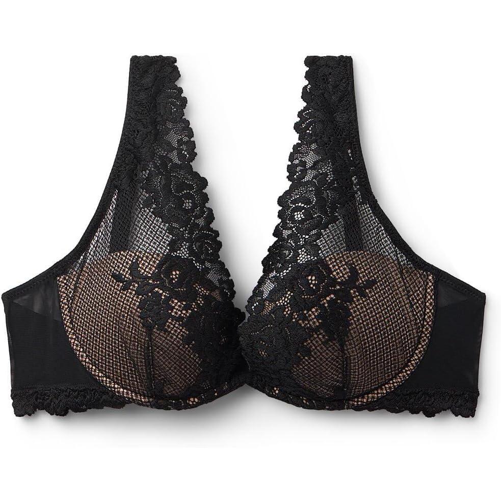 imageWomans Pretty Flowers Elena Balconette BraBlack  Black