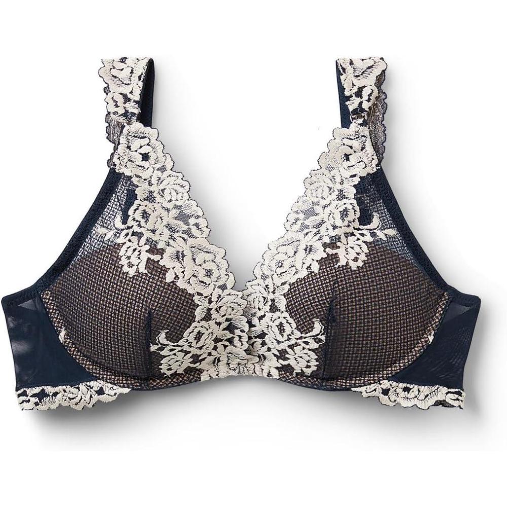 imageWomans Pretty Flowers Giorgia Balconette BraBlue  Deep BlueVanilla