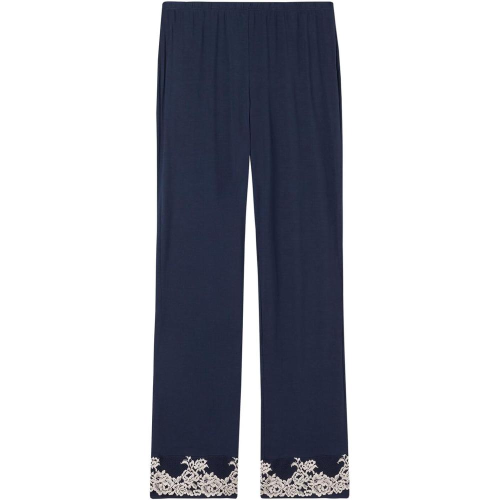 imageWomans Pretty Flowers Ruffled Full Length Modal PantsBlue  Deep BlueVanilla