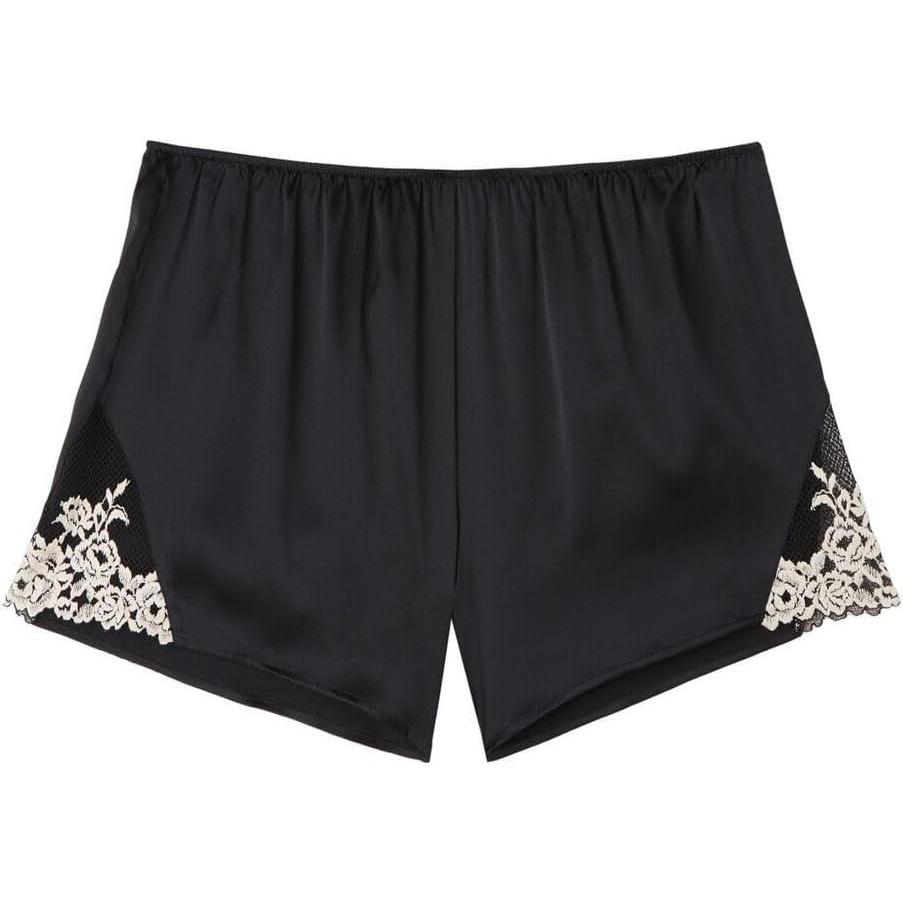 imageWomans Pretty Flowers Silk ShortsMulticolor  BlackIvory