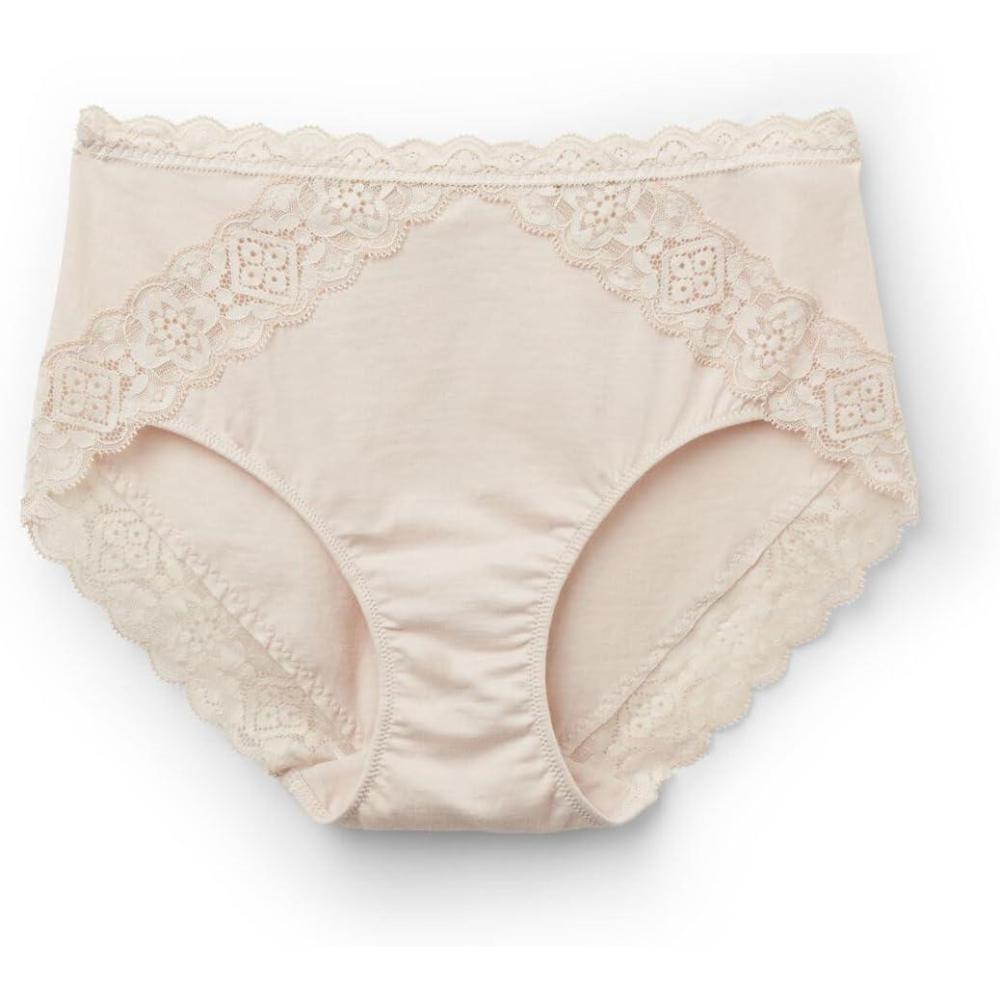 imageWomans SemiHigh Rise Cotton and Lace PantiesNatural  Avorio Crema