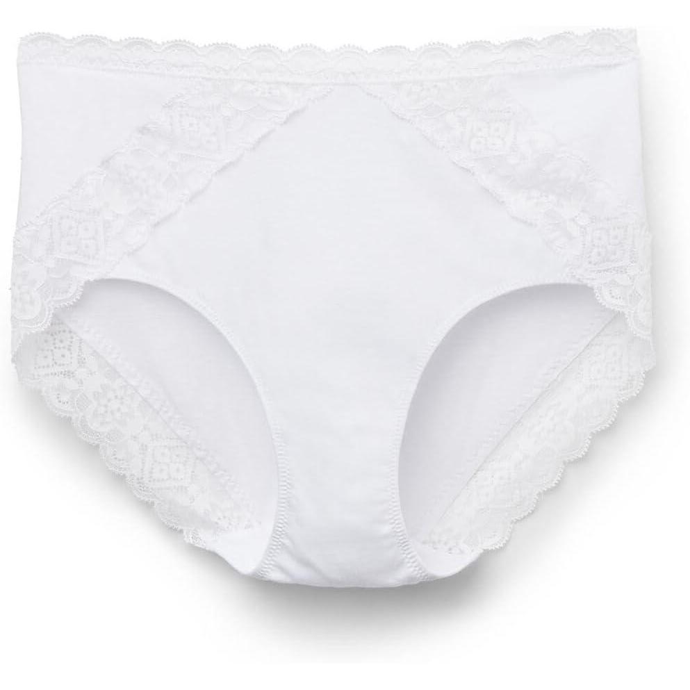 imageWomans SemiHigh Rise Cotton and Lace PantiesWhite  White