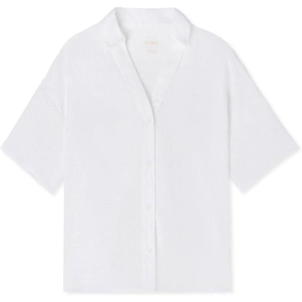 imageWomans The Pure Linen Short Sleeve Shirt in Linen FabricWhite  White