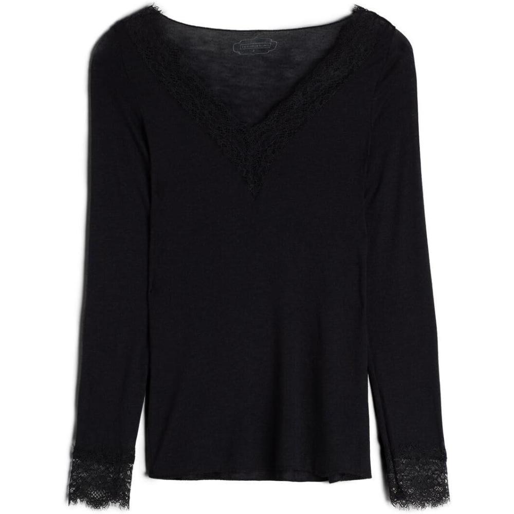 imageWomans Ultralight Cashmere Lace Long Sleeve ShirtBlack  Black