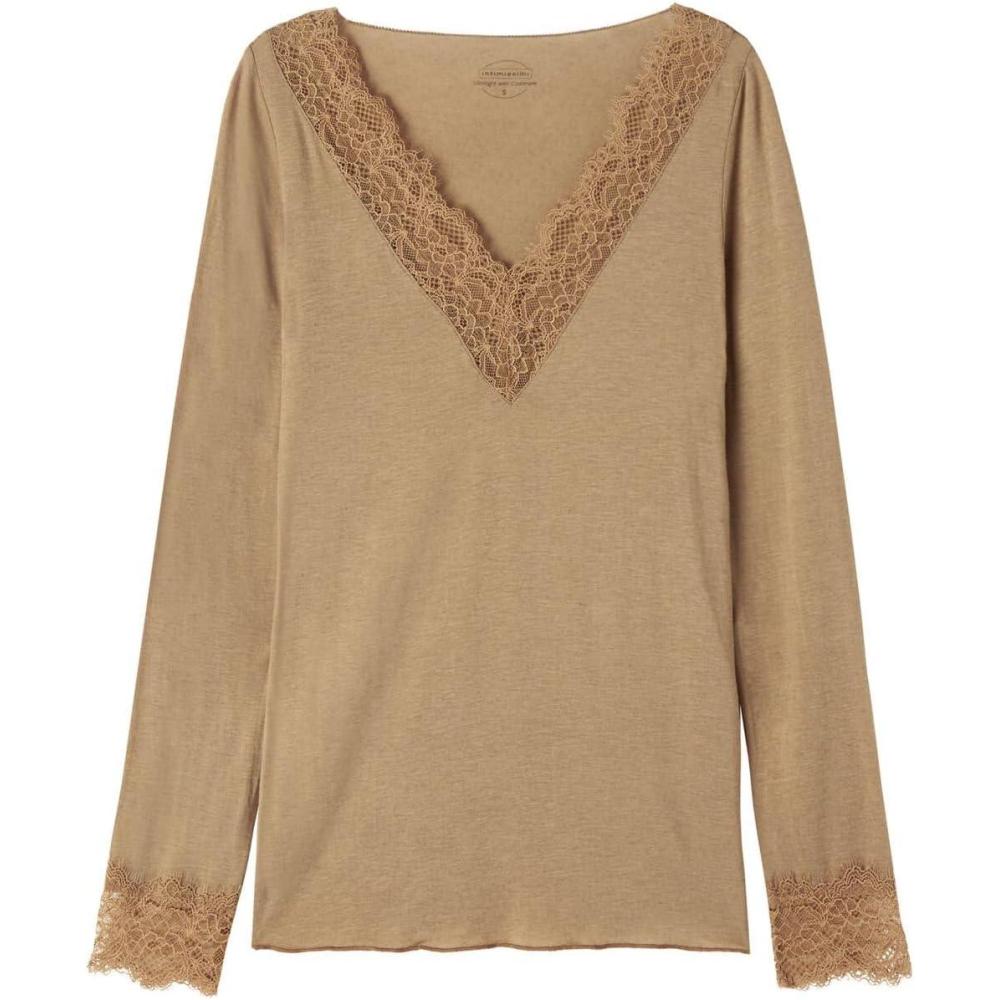 imageWomans Ultralight Cashmere Lace Long Sleeve ShirtBrown  Toffee Brown
