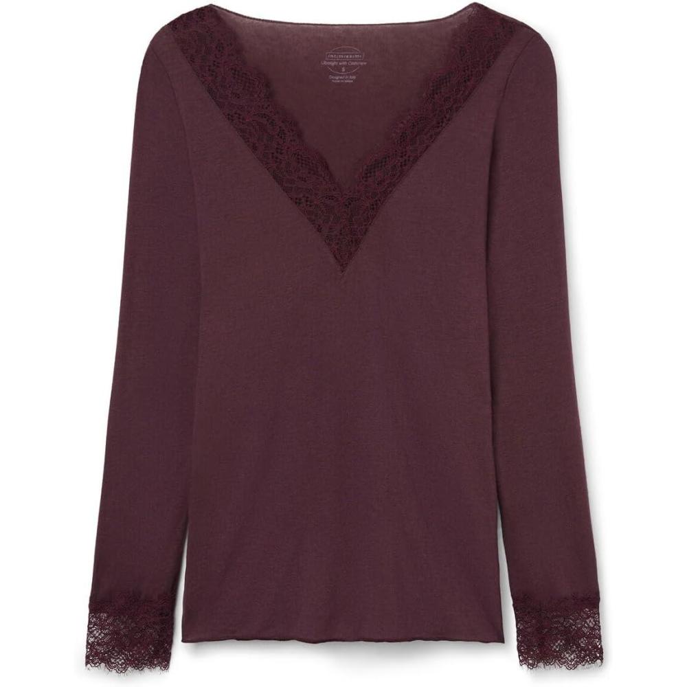 imageWomans Ultralight Cashmere Lace Long Sleeve ShirtBurgundy  Dark Burgundy