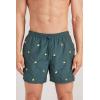 Man’s Embroidered Duck Swim Trunks(Green – Paperelle Verde Scuro)