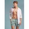 Man’s Green Stripe Print Swim Trunks(Green – Stampa Riga Bianco Verde Scuro)