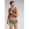 Man’s Ribbed Superior Cotton Boxers(Green – Verde Timo/Bianco)