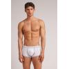 Man’s Superior Cotton Boxers with Logo(White – Bianco/Grigio Melange)