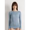 Woman’s Boat Neck Modal Cashmere Ultralight Top(Blue – Ash Blue)