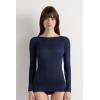 Woman’s Boat Neck Modal Cashmere Ultralight Top(Blue – Intense Blue)