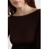 Woman’s Boat Neck Modal Cashmere Ultralight Top(Brown – Brown)