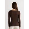Woman’s Boat Neck Modal Cashmere Ultralight Top(Brown – Brown)