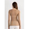 Woman’s Boat Neck Modal Cashmere Ultralight Top(Brown – Toffee Brown)