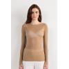 Woman’s Boat Neck Modal Cashmere Ultralight Top(Brown – Toffee Brown)