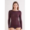 Woman’s Boat Neck Modal Cashmere Ultralight Top(Burgundy – Dark Burgundy)