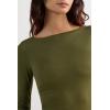 Woman’s Boat Neck Modal Cashmere Ultralight Top(Green – Bamboo Green)