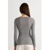 Woman’s Boat Neck Modal Cashmere Ultralight Top(Grey – Medium Grey Mel)