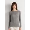 Woman’s Boat Neck Modal Cashmere Ultralight Top(Grey – Medium Grey Mel)