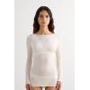 Woman’s Boat Neck Modal Cashmere Ultralight Top(Ivory – Natural Vanilla)
