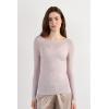 Woman’s Boat Neck Modal Cashmere Ultralight Top(Natural – Shell Beige Mélange)