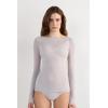 Woman’s Boat Neck Modal Cashmere Ultralight Top(Pale Grey – Ice Grey)