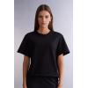 Woman’s Boxy Fit Short Sleeve Top in Cotton(Black – Black)