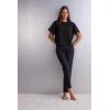 Woman’s Boxy Fit Short Sleeve Top in Cotton(Black – Black)