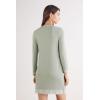 Woman’s Button-Front Lace Detail Nightdress(Green – Sage Green Melange)