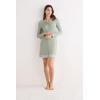Woman’s Button-Front Lace Detail Nightdress(Green – Sage Green Melange)