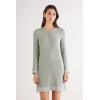 Woman’s Button-Front Lace Detail Nightdress(Green – Sage Green Melange)