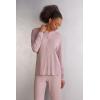 Woman’s Chic Comfort Long Sleeve Modal Button-Up Top(Dark Pink – Rosa Scuro Melange)