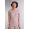 Woman’s Chic Comfort Long Sleeve Modal Button-Up Top(Dark Pink – Rosa Scuro Melange)