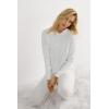 Woman’s Chic Comfort Long Sleeve Modal Button-Up Top(Grey – Grigio Perla Melange)