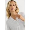 Woman’s Chic Comfort Long Sleeve Modal Button-Up Top(Grey – Grigio Perla Melange)