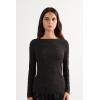 Woman’s Crewneck Top in Modal Light with Cashmere Lamé(Black – Black Lamé)