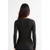 Woman’s Crewneck Top in Modal Light with Cashmere Lamé(Black – Black Lamé)