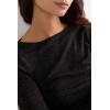 Woman’s Crewneck Top in Modal Light with Cashmere Lamé(Black – Black Lamé)