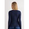 Woman’s Crewneck Top in Modal Light with Cashmere Lamé(Blue – Intense Blue Lamé)