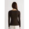 Woman’s Crewneck Top in Modal Light with Cashmere Lamé(Brown – Marrone Scuro Lame’)