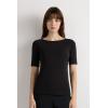 Woman’s Fresh Bamboo Bateau Neck Top(Black – Black)