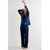 Woman’s Full Length Silk Pants(Blue – Intense Blue)