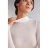 Woman’s High Collar Bodysuit in Modal Ultralight with Cashmere(Ivory – Natural Vanilla)