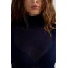 Woman’s High Collar Top in Ultranatural with Cashmere(Blue – Intense Blue)