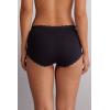 Woman’s High Rise Cotton and Lace Hipsters(Black – Black)