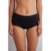 Woman’s High Rise Cotton and Lace Hipsters(Black – Black)